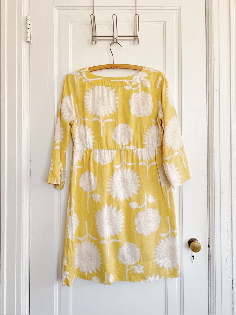 Boden • Notch Neck Tunic Dress linen shift Super Sunflower yellow floral - Picture 9 of 10